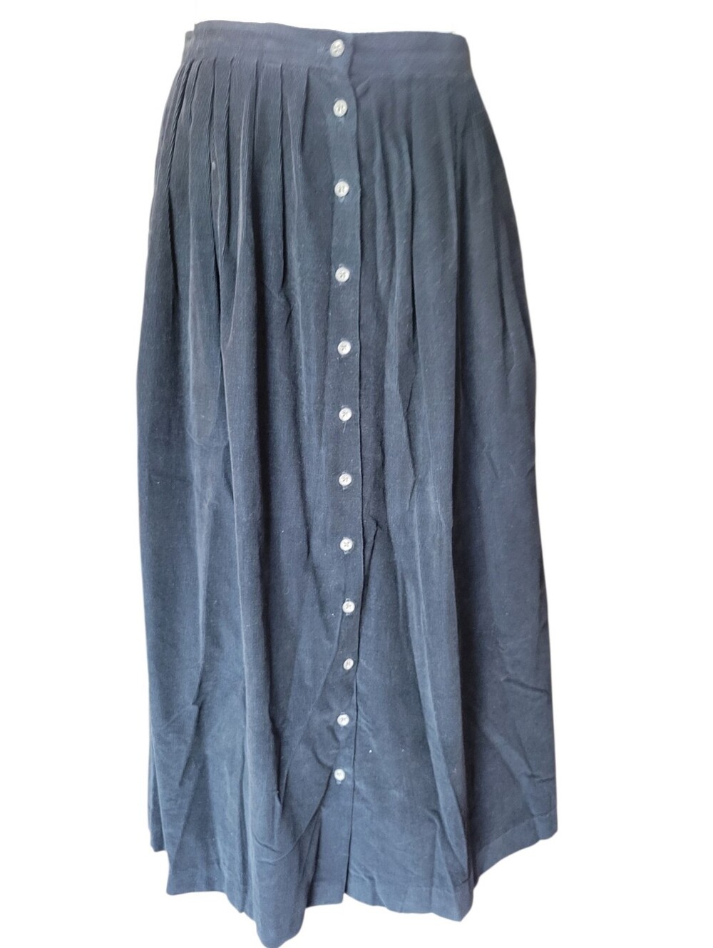 Vintage J. Crew 100% Cotton Black Corduroy Button Down Front Maxi Skirt - Picture 2 of 9